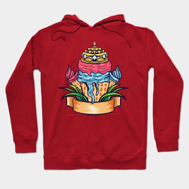 ice cream king illustration Hoodie by Mako Design 